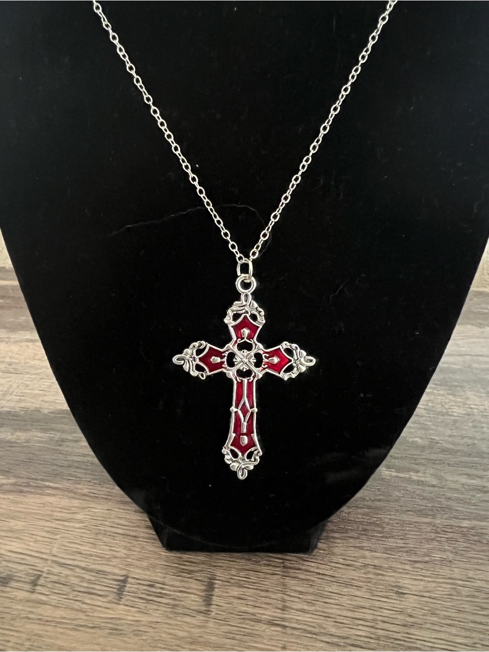 Gothic Cross Pendant 18” Necklace Stainless Steel Silver NWT